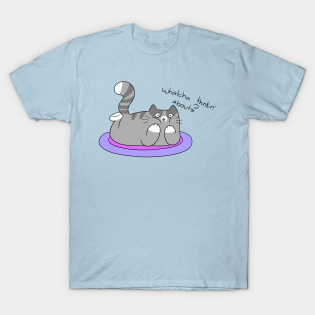 Whatcha Thinkin' About Tabby Cat T-Shirt by saradaboru